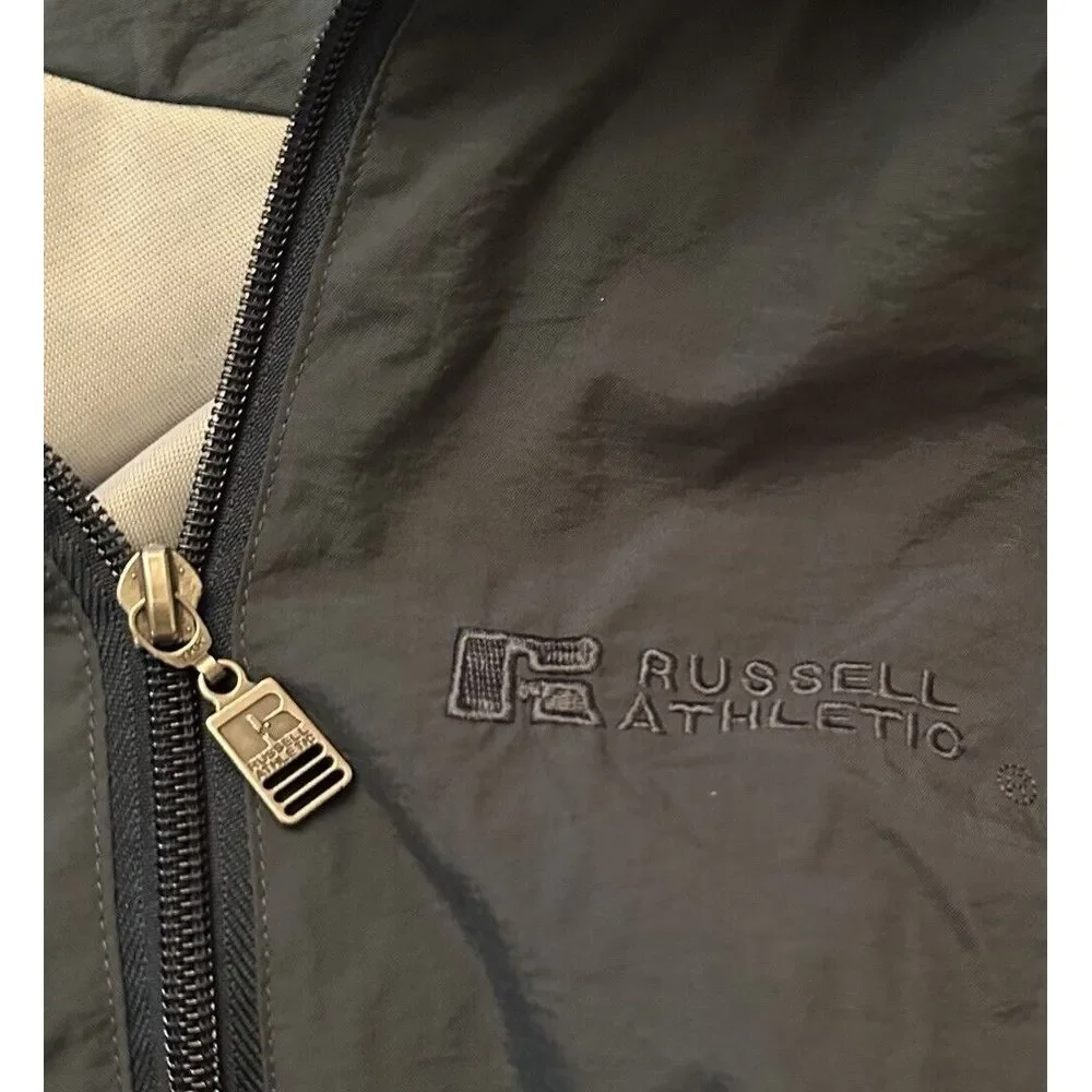 Vintage Russell Jacket Mens XL Dark Green Athletic Full Zip Windbreaker 90's‎